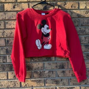 Disney  Red Cropped Sweatshirt